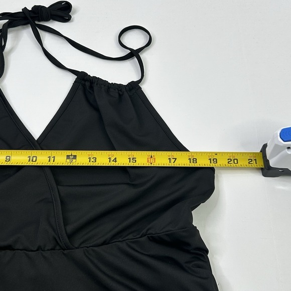 SHEIN Curve Halter Hanky Hem Top Tie Back Cropped Black Womens 2XL Babydoll - Picture 5 of 10